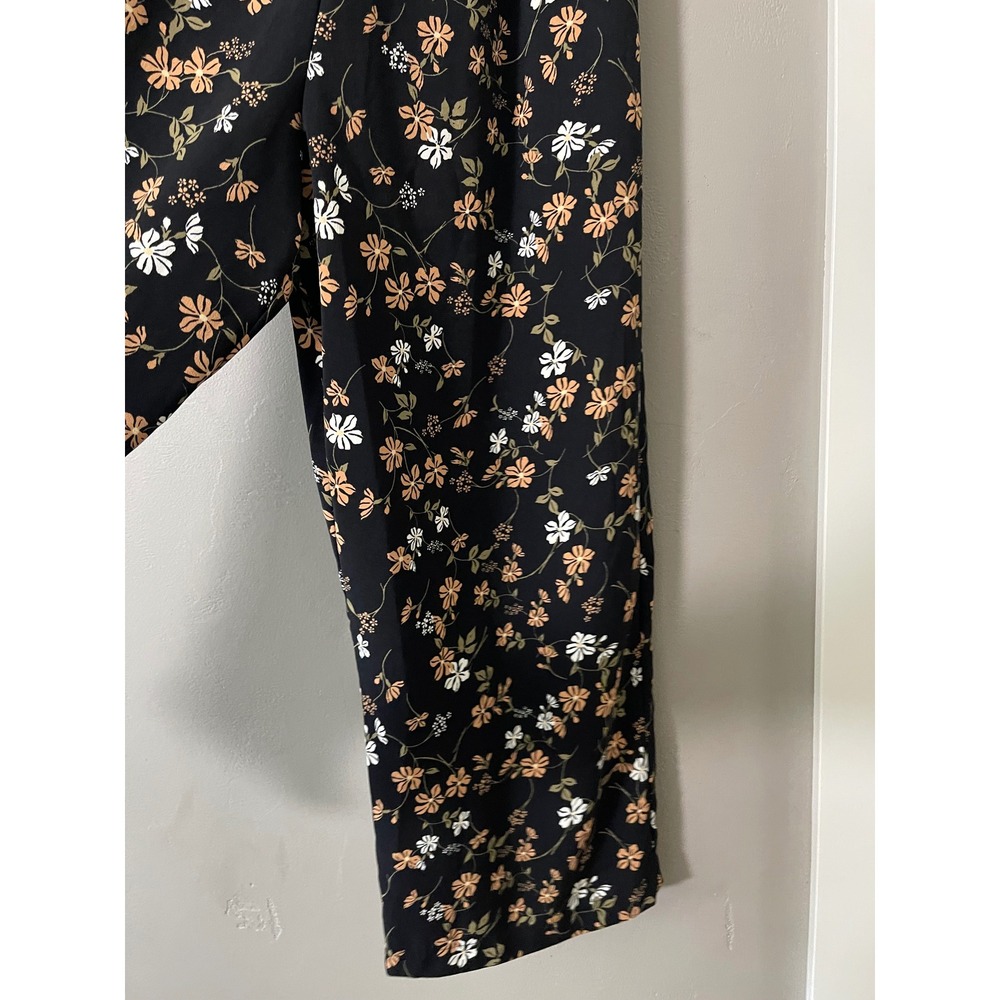 Inspired Hearts Womens Floral Smocked Ruffle Wide Leg Jumpsuit Black Orange M - Picture 6 of 12